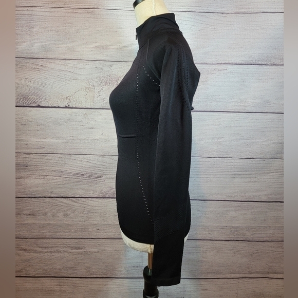 𝅺ATHLETIC Fitted Full Zip Thumb Hole Sleeve Jacket Black - Picture 2 of 7